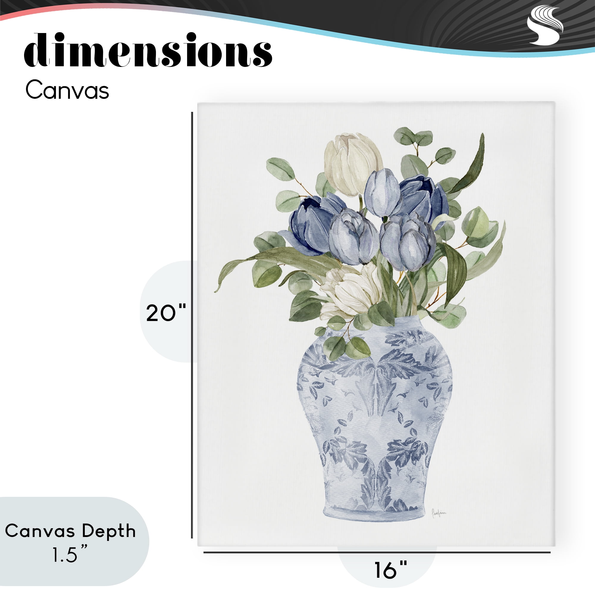 Stupell Industries Tulips & Leaves Vase Canvas Wall Art, design by Livi Finn