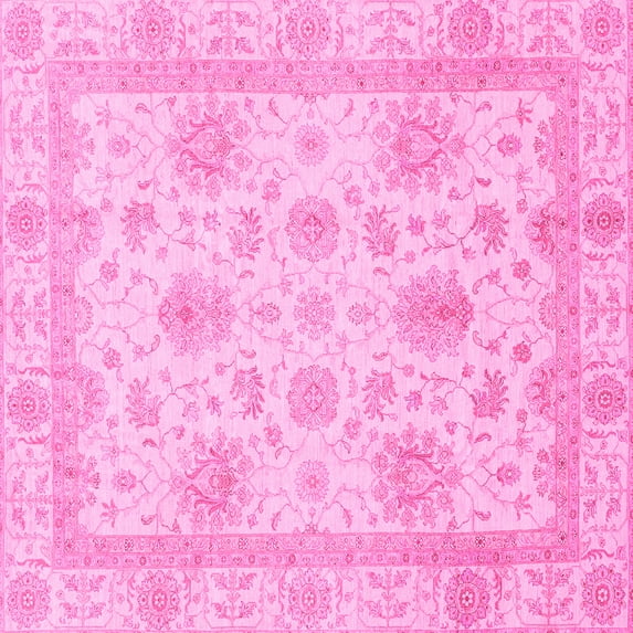 Ahgly Company Indoor Square Oriental Pink Modern Area Rugs, 6' Square