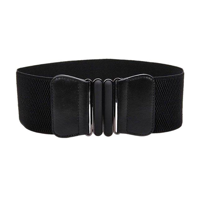 Cinturón de cintura elástico vintage con lazo floral para mujer, con hebilla. Negro