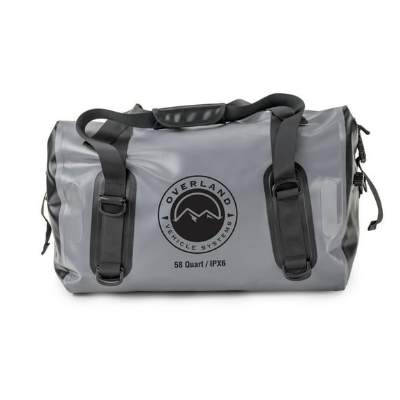 Overland Vehicle Systems Transporteur d'Eau 40300011 Capacité de 58 Pintes; Gris; Construction Premium 1000D; avec Poche Externe/sangles de Transport/valve de Décharge d'Air