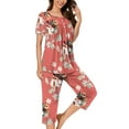 thumbnail image 2 of Birdeem Ensembles de Pyjama pour Femmes 2 Pcs Femmes Décontracté Col Rond Manches Courtes Blouse Mode Pantalon Ensemble de Pyjama, 2 of 12
