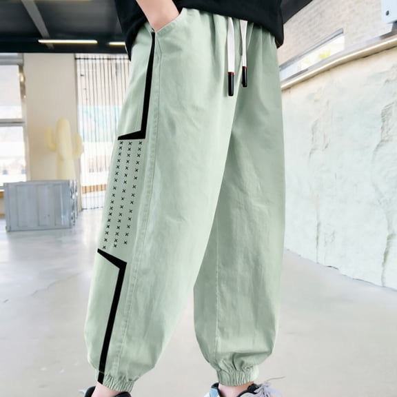 SOFTCCLO Boys Cargo Pants Breathable Ultra Thin Summer Loose Solid Color Casual Long Pants for Boys Size 4-5Y