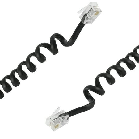 onn Coiled Phone Line Cord for a Landline Phone, 15'