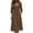 Brown, variant on Womens Casual Cotton Midi Dresses with Pockets- Summer V Neck A Line 3/4 Sleeve Button Down Front Fit and Flare Dresses Blue Size XL