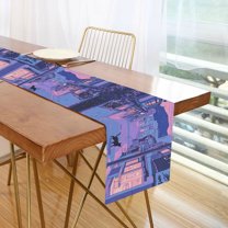 Yayeee Table Runner 70 inches Long Home Kitchen Dinning Party Decoration, Cat Walking in Street