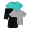 thumbnail image 2 of ATOGUTA Boys Matching Outfits Kid's Reflective Strip Mesh Pullover Tee and Athletic Shorts 4 Piece Set Size 5T-14, Multicolor, 2 of 5