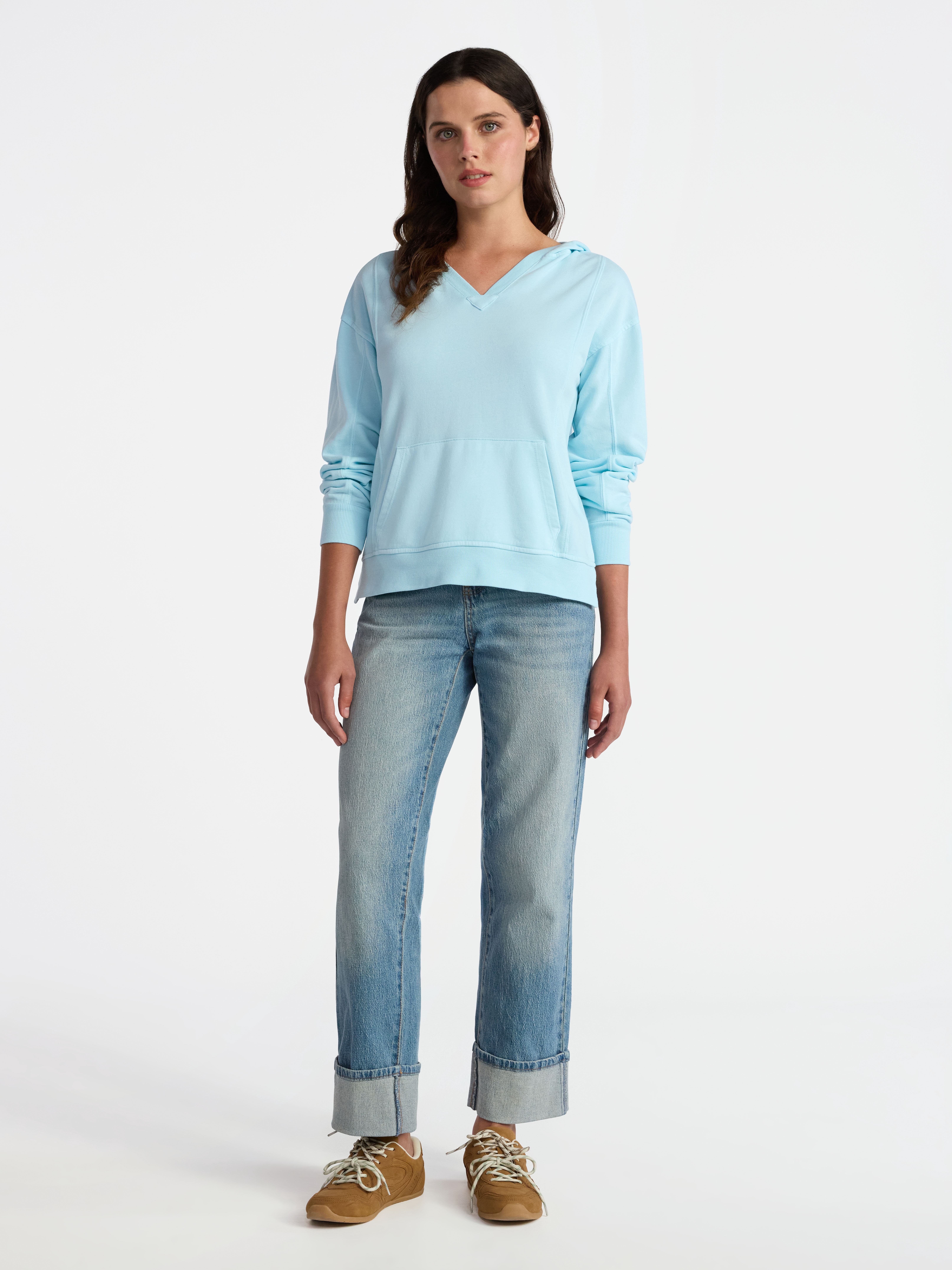 Time and Tru Women's Split Neck Hoodie, Sizes XS-3XL