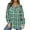 E-Light Green, variant on UVN Plaid Shirt for Women Oversized Flannel Long Sleeve Shirts Casual Button Down Blouse Tops with Pockets