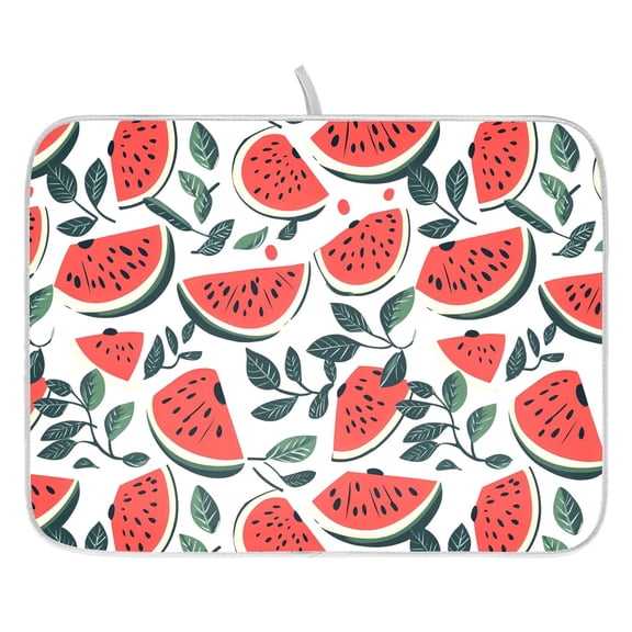 Ryvnso Watermelon Leaves Dish Drying Mat for Kitchen Countertop 16x18 Small Dish Pad Drainer Rack Dish Sink Mats