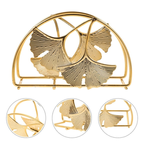 TEHAUX Napkin Stand Tissue Dispenser Holder Leaf Designed Napkin Holder for Kitchen Restaurant Golden
