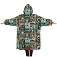 thumbnail image 2 of Oversized Wearable Blanket Hoodie,Multicolor Bigfoot and Text Pattern Sherpa Blanket Hoodie with Super Pockets,Super Warm Fuzzy Pullover for Women & Men, 2 of 6