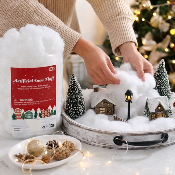 Artificial Christmas Snow, 5.6 oz, Fluffy Fake Snow Blanket Material for Village Displays, Tree, Tabletop, Window and Winter Holiday Decor