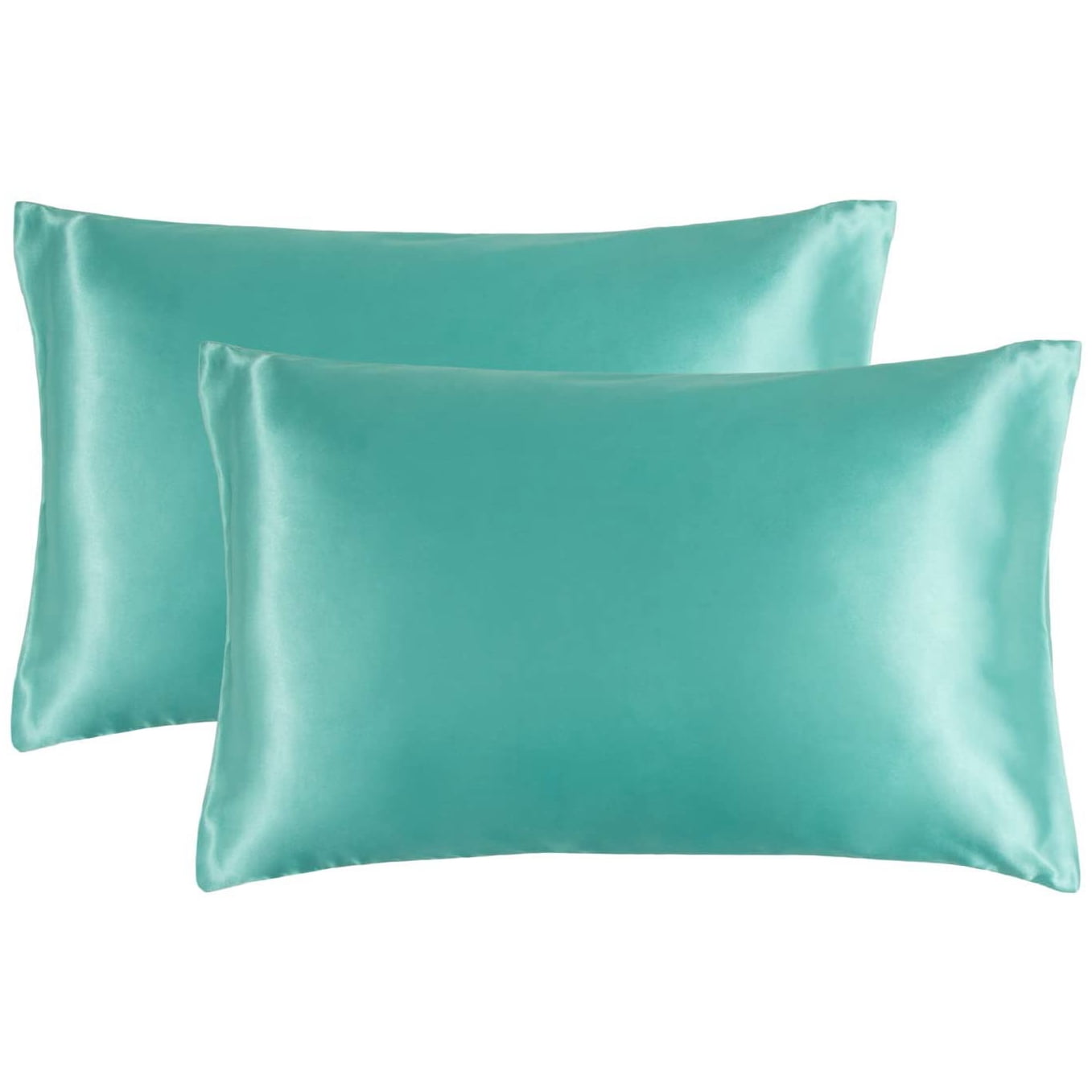 Turquoise Satin Pillowcase for Hair and Skin, 2Pack Green Pillow