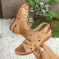 thumbnail image 2 of Hurxie Wedge Sandals for Women Dressy: Comfortable Walking Summer Low Platform Ankle Strap Open Toe Casual Dressy Women Flat Sandal Yellow 37, 2 of 7