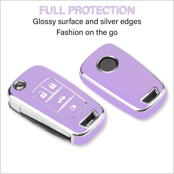 for Chevy Key Fob Cover with Keychain Soft TPU Compatible with 2010-2019 Chevy Equinox Malibu Impala Cruze Sonic Camaro 4-Buttons