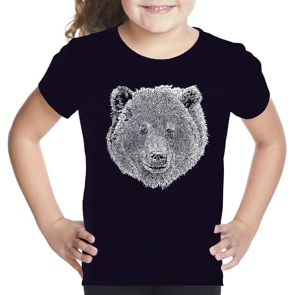 Girl's Word Art T-shirt - Bear Face