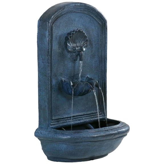 Sunnydaze Seaside Outdoor Wall Fountain with Electric Pump - 27" H - Lead