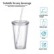 thumbnail image 5 of Reusable Plastic Cups Double Wall Transparent Drinking Cup With Straw Reusable Cups Suitable For Fruit Juice, 5 of 5