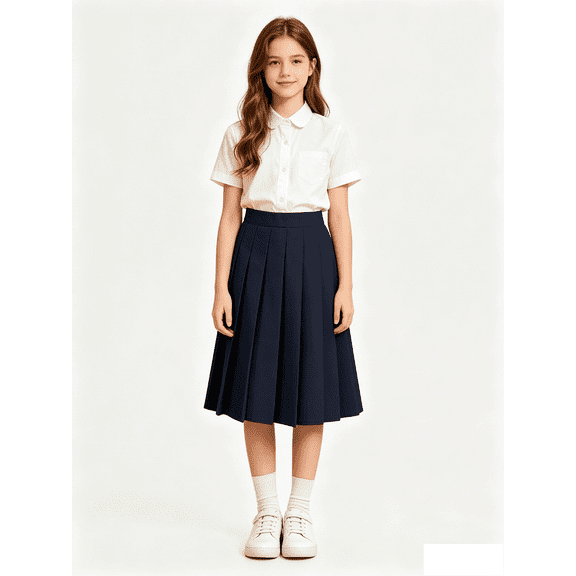 Busydd Girls Skirts 3-17 Years Fashion A-Line Mid-Length Pleated Skirts Casual Summer School Solid Color Girls' Cotton Skirts 3-4 Years