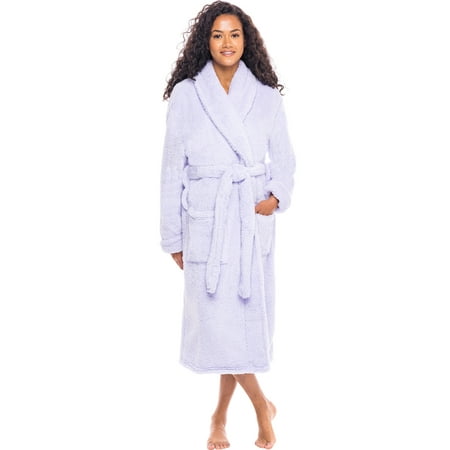 

Alexander Del Rossa Women s Plush Fleece Robe Warm Long Hair Shaggy Bathrobe Lavender 5X-6X