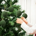 thumbnail image 4 of Velvet Christmas Ornaments Balls Sets, Multicolor Xmas Tree Flocked Shatterproof Ornaments Balls Decoration for Wreath, Garland, 12Pcs, Green, 4 of 6