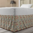 thumbnail image 1 of Cars Bed Skirt, Children Drawing of Many Vehicles Motorbikes Caravans Trucks Taxis Buses Print, Elastic Bedskirt Dust Ruffle Wrap Around for Bedding Decor, 4 Sizes, Aqua Red Orange, by Ambesonne, 1 of 2