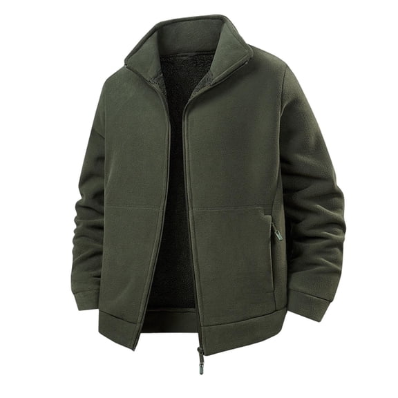 Men's Polar Fleece Jacket Thermal Sherpa Lined Full Zip Up Thick Winter Warm Soft Coat Outwear with Pockets