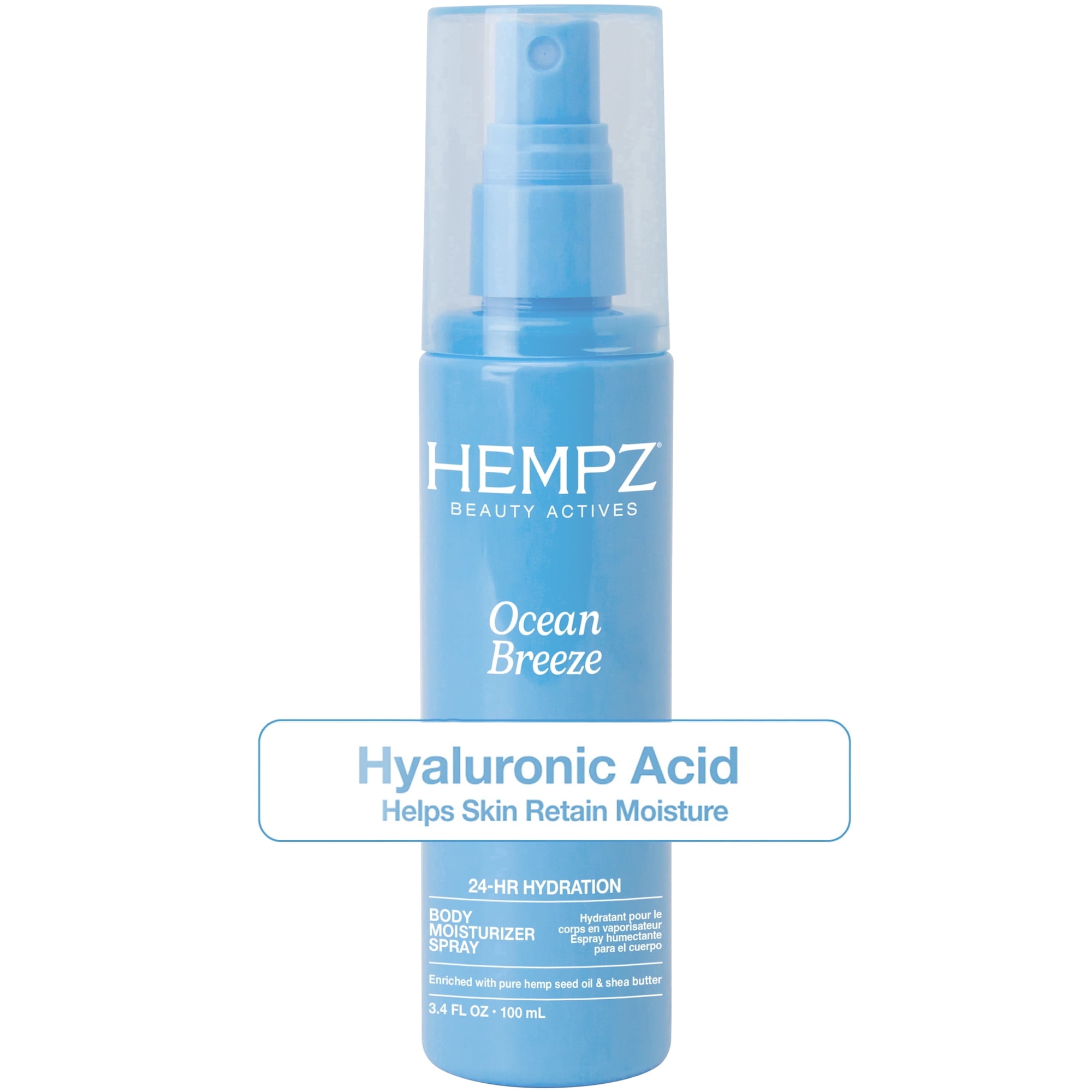 Hempz Beauty Actives Ocean Breeze Moisturizing Body Fragrance Spray with Hydrating Hyaluronic Acid, 3.4 fl oz