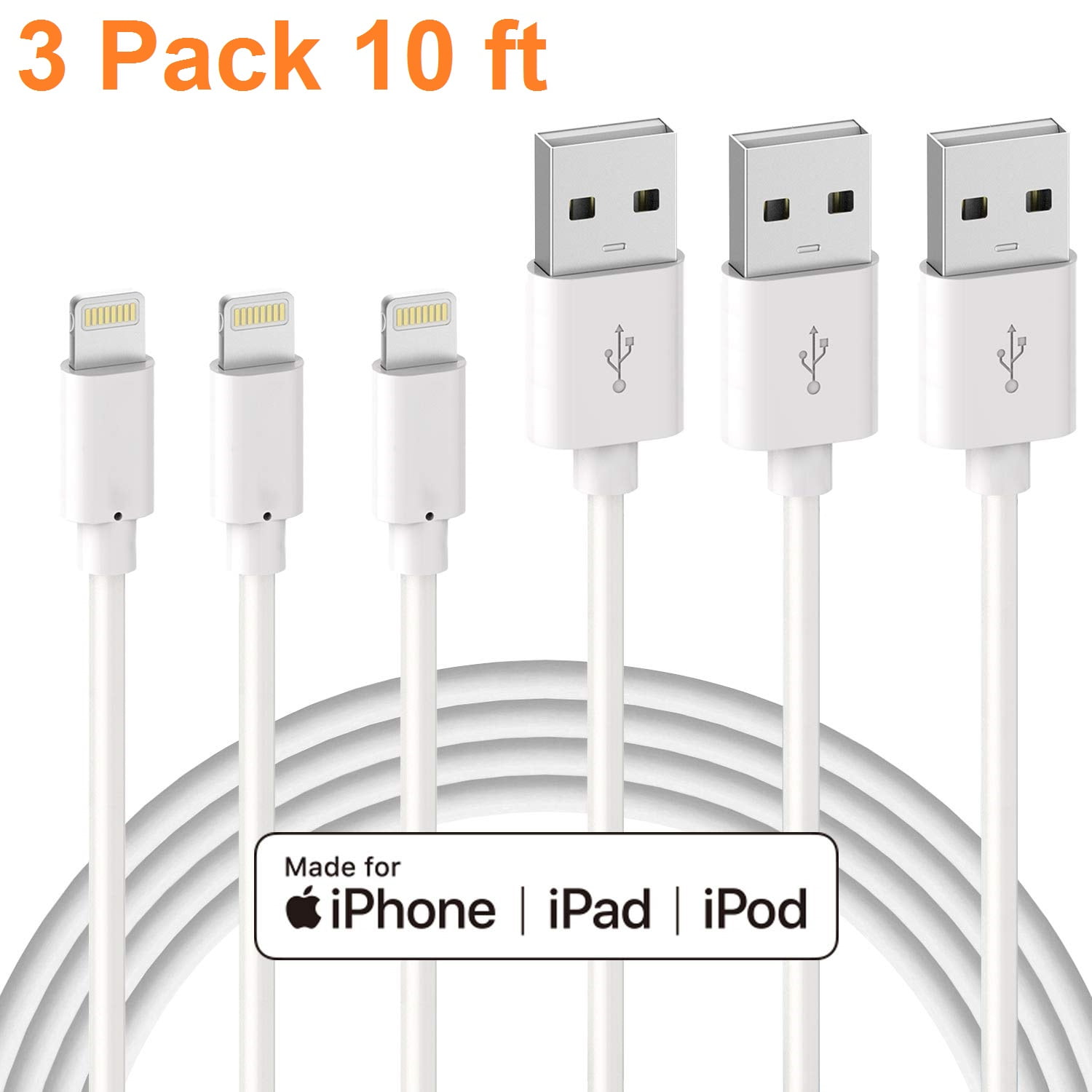 Fast Charging & Syncing Cord Compatible with iPhone 11,Pro,Pro Max,Xs,Xs Max,XR,X,8,8 Plus,7,7 Plus,6S,6S Plus,iPad Air,Mini/iPod Touch/Case Truwire iPhone Cable Set 2 Pack 3FT USB Cable 