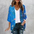 thumbnail image 2 of Womens Blazer Beach for Women Cover up 3/4 Sleeve Summer Lightweight Kimonos Cardigan Draped Open Front Casual Flowy Cover Ups Floral Shirts Multicolor M, 2 of 5
