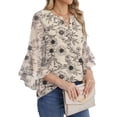 thumbnail image 4 of Fantaslook Blouses for Women 3/4 Ruffle Sleeve Summer Tops V Neck Business Work Blouse Dressy Casual Shirts, 4 of 9