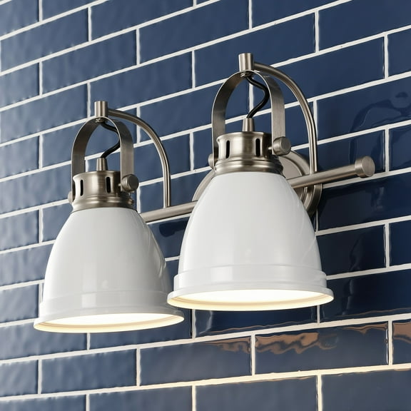 JONATHAN Y Phineas 16.25" 2-Light Adjustable Farmhouse Bohemian Iron LED Vanity Light, White/Nickel