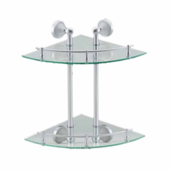 Glass Corner Dual Tiers Shelf Wall Mount Storage Holder | Renovator's Supply