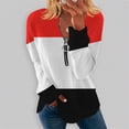 thumbnail image 2 of Gibobby Playera De Algodón Camiseta de manga larga con cremallera para mujer fina de primavera y verano（Multicolor, XL), 2 of 3