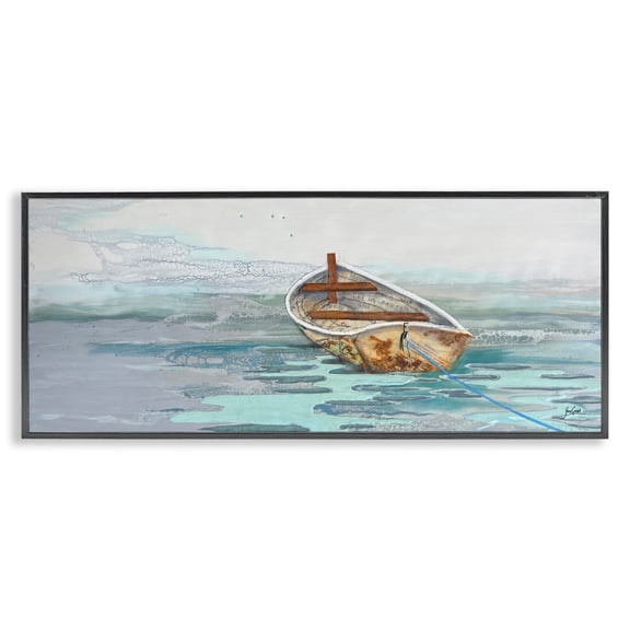 Stupell Industries Contemporary Dinghy Boat Black Framed Giclee Art, 30 x 13, by Stacy Gresell