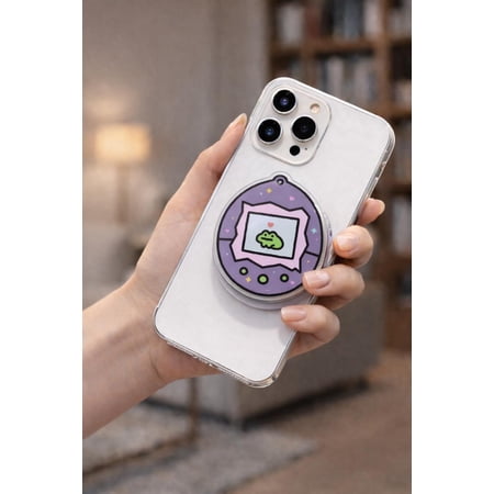 Retro Virtual Pet Phone Grip, Frog Phone Holder, Kawaii Gamer Accessory, Cute Nostalgia Gift for Her, Digital Pet Style
