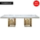 thumbnail image 3 of Mesas de comedor de mármol modernas Mesa de comedor grande para apartamento de acero inoxidable dorado rectangular moderno, 3 of 4