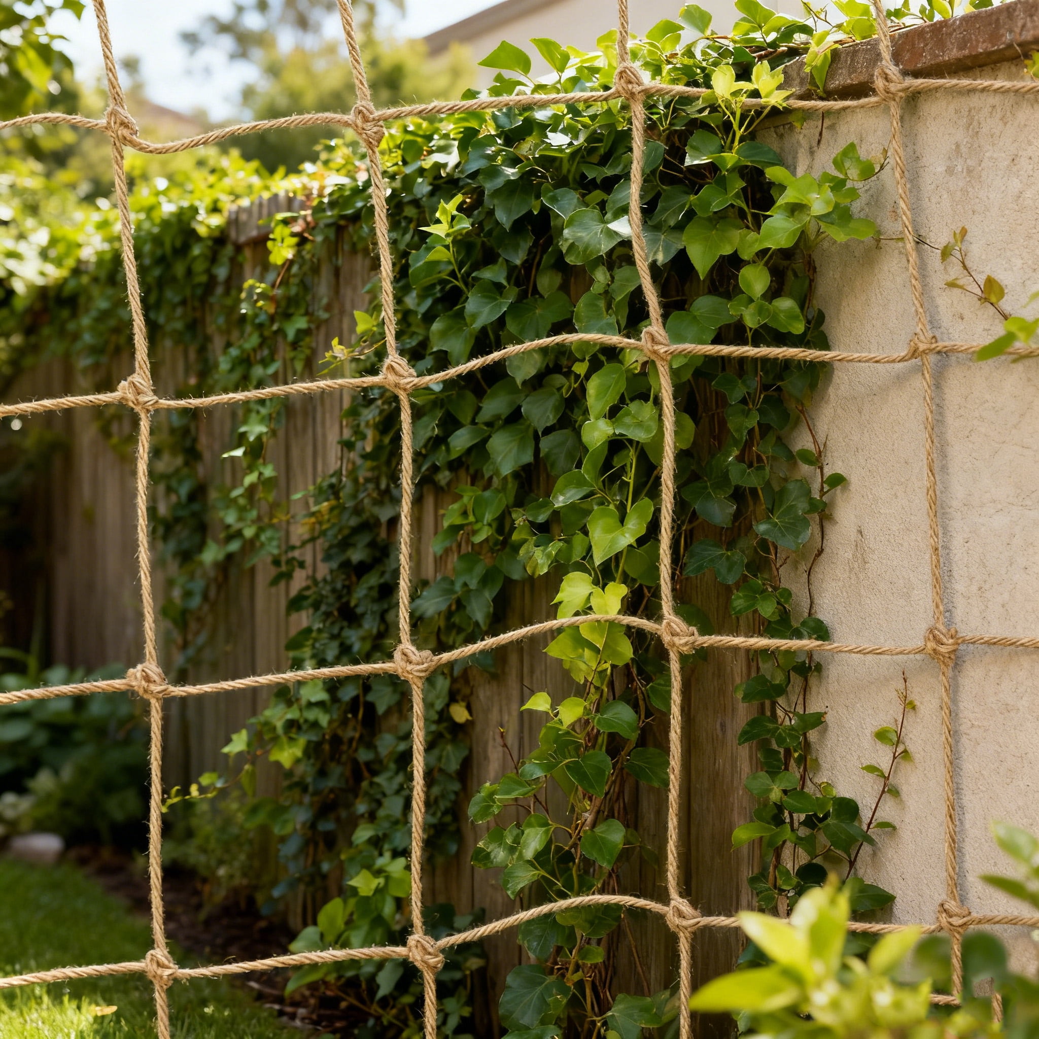 Natural Heavy Duty Jute Trellis Netting, Bexikou Garden Plant Support Net for Climbing Vine Plants, Cucumber, Fruits & Vegetables, Outdoor Garden Use (5.6 Ft x 8 Ft)