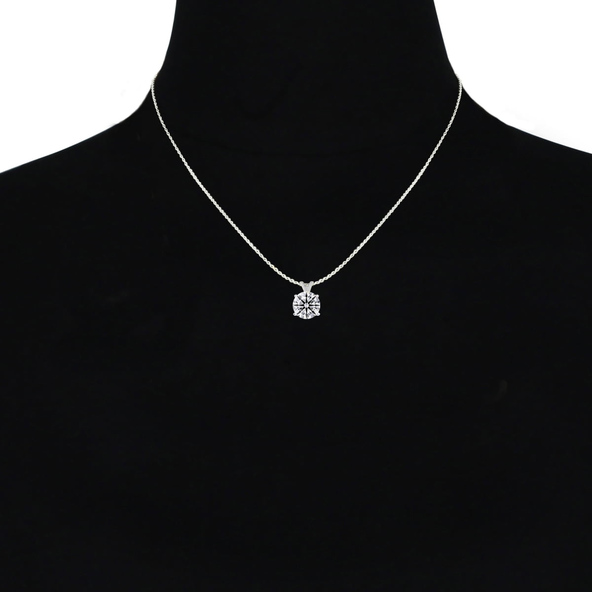 SuperJeweler 2 Carat Round Shape Lab Grown Diamond Solitaire Necklace In 14K White Gold For Women