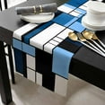 thumbnail image 3 of Blue Black Geometric Cotton Linen Table Runner 16 x 72 inch Modern White Blue Abstract Art Non-slip Rectangular Dining Table Decor for Wedding Party Holiday Dinner, 3 of 8