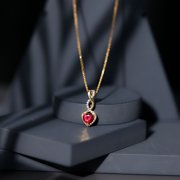 Rosec Jewels - Lab Grown Ruby Heart Necklace with Moissanite | AAAA Quality Ruby Promise Necklace - with Jewelry Box