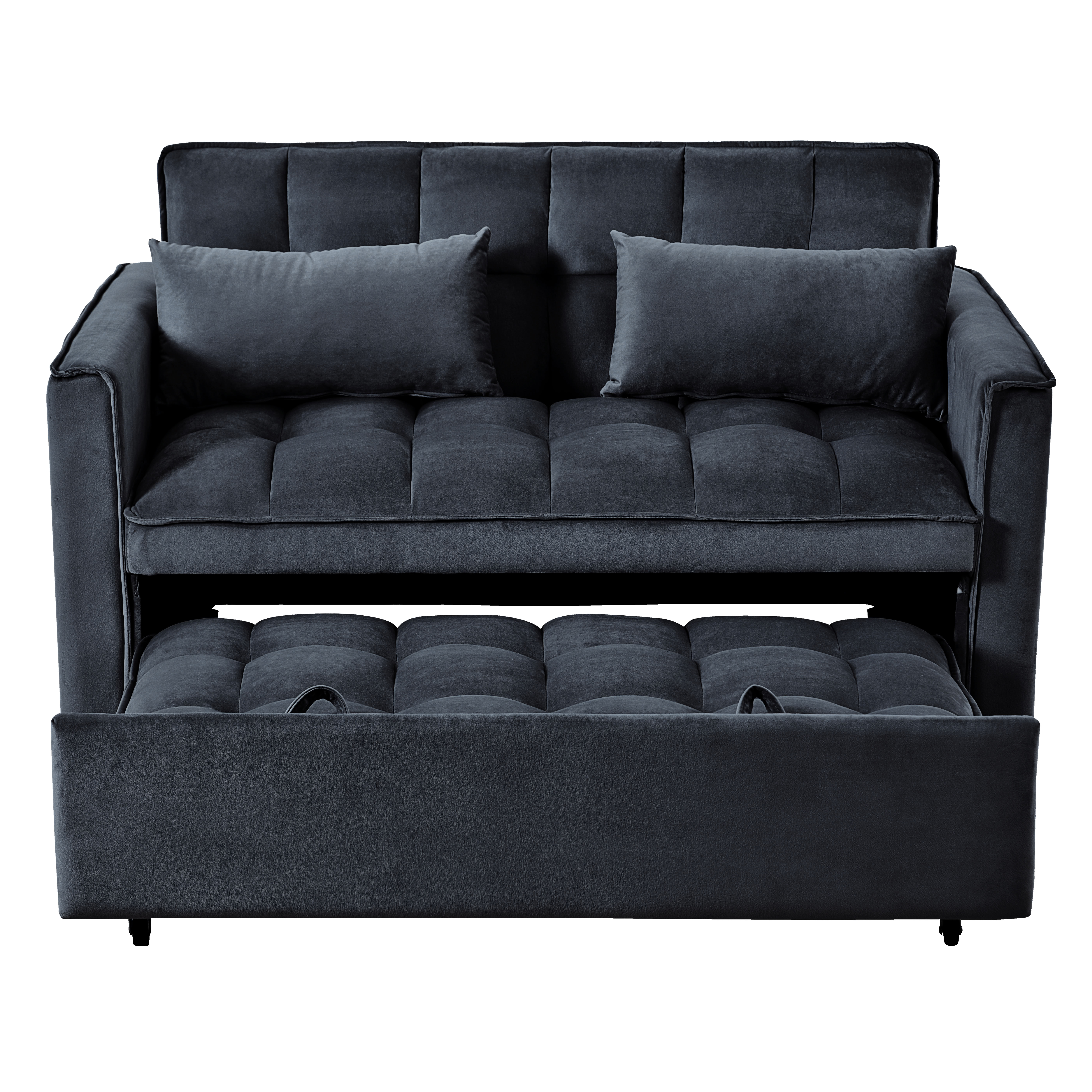 MAYEERTY 3-in-1 Velvet Convertible Sleeper Sofa Bed with Adjustable Backrest Pull-Out Couch for Living Room Apartment Small Space