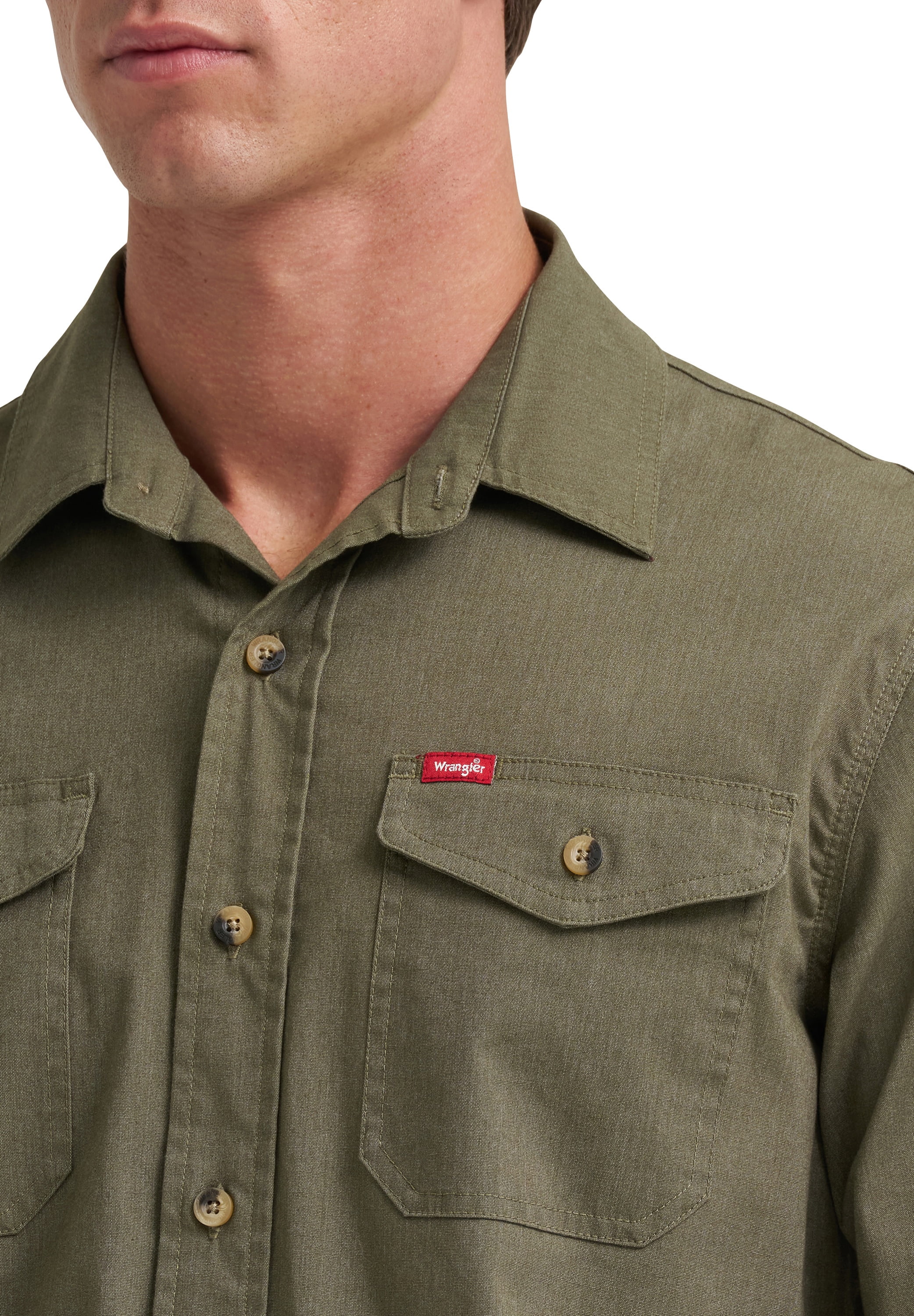 Wrangler® Mens Long Sleeve Heritage Solid Shirt