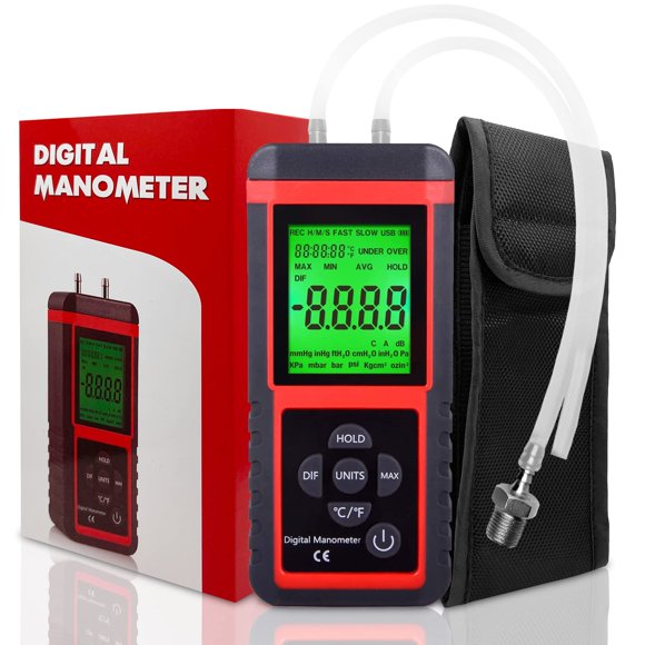 EHDIS Manometer Gas Pressure Tester Digital Air Pressure Meter Differential Pressure Gauge HVAC Gas Pressure Tester