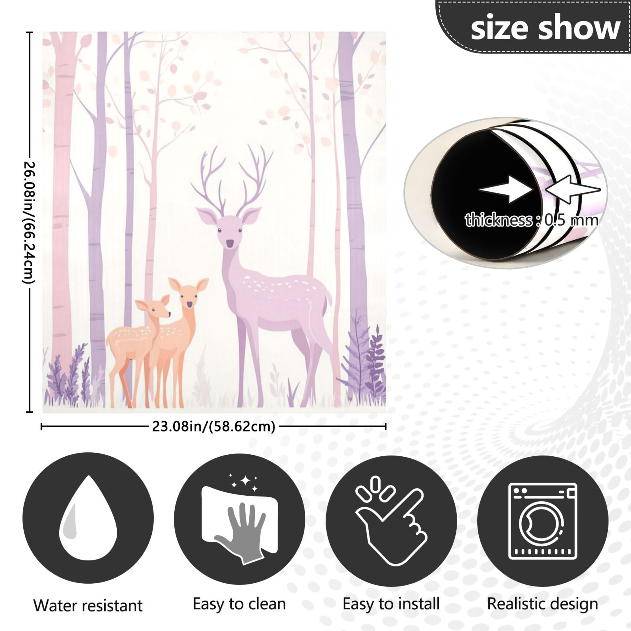 Dishwasher Magnetic Sticker 23x26 Inch Refrigerator Magnetic Sticker Washing Machine Magnetic Sticker Kitchen Panel Magnetic Sticker Home Decor Purple Beautiful Deer