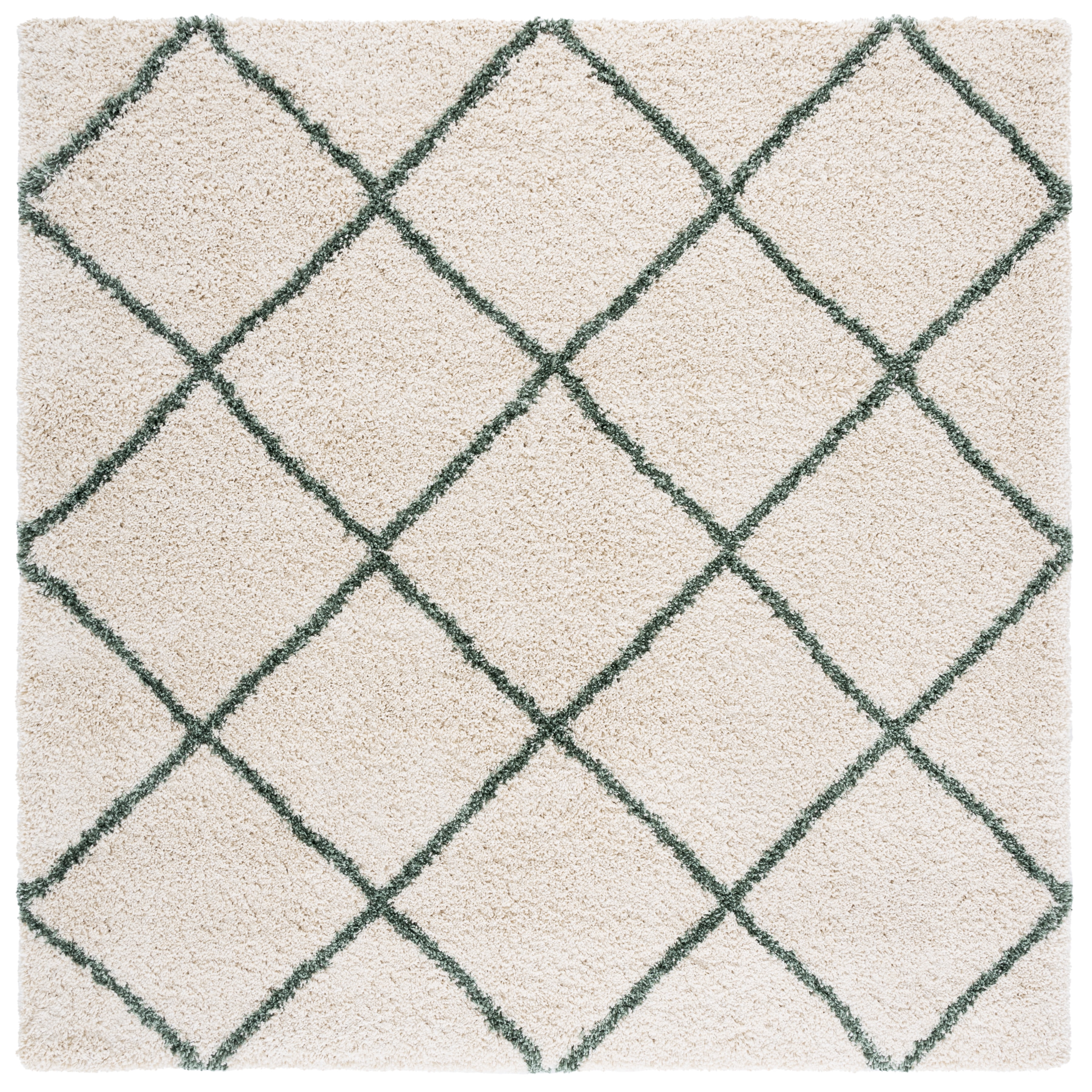 Safavieh Hudson Amias Geometric Shag Area Rug, Ivory/Green, 4' x 4' Square