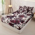 thumbnail image 2 of Homewish Floral Skull Skeleton Zipper Full Size Comforter Sets with Fitted Sheet and 2 Pillowcases for Gifts, Cream Red Rose Gothic Zipper Bedding Set, Black Reversible, 4-Piece, 2 of 6