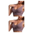 thumbnail image 4 of Sonducket Sujetador deportivo para mujer, entrenamiento inalámbrico, correr, trotar, dormir, chaleco acolchado sin costuras, verano, ropa Gris 2Conjunto, 4 of 6