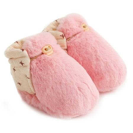

Baby Cartoon Plush Cotton Toddler Shoes Boys Girls with Soft Lining Non Slip Gripper Newborn Infant Warm Winter Booties Shoes 0-18 Months