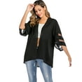 thumbnail image 3 of LELINTA Women Casual Solid Color Kimono Shawl Sheer Chiffon Loose Cardigan 3/4 Bell Sleeve Blouse Top, 3 of 6